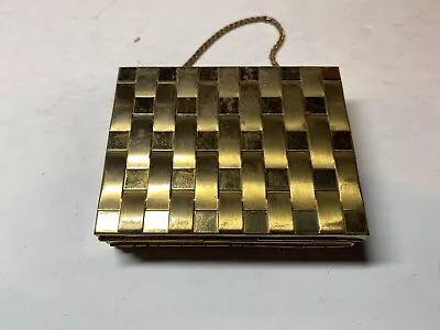 Vintage Gold Tone Cigarette Case Compact Purse Basket Weave Style • $19.95