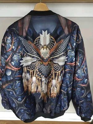 Dreamcatcher Eagle American Native American Print Bomber Jacket Xl Quilted Nice! • $49.88