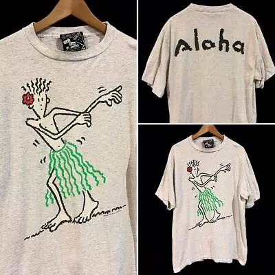 VTG 80s Fido Dido Changes Aloha Hula Graphic Art SINGLE STITCH T Shirt Hawaii XL • $22.55