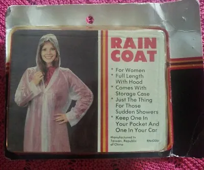 Vintage 1970's NOS Vinyl Full Length Woman's Raincoat W Case NIP • $79.83