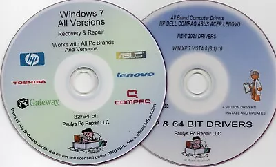 $12.95 • Buy Windows 7 Home Pro Compatible Recovery Rescue With Win Driver Disc 32/64 Bit