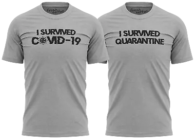 I Survived CoVid And I Survived Quarantine Matching Couples Unisex Tshirt Set • £27.94