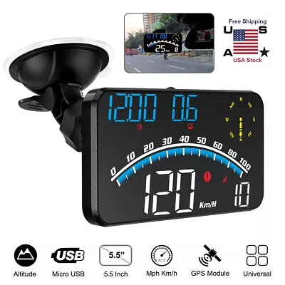 Universal Digital GPS MPH KM/h HUD Display Speedometer Alarm For Car Motorcycle • $27.99