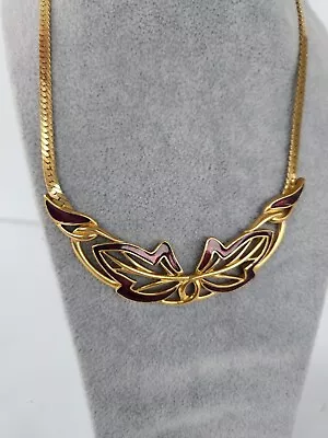 70s Vintage Modernist TRIFARI Choker NECKLACE Enamel Red Statement Gold Signed • $64.98