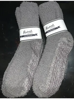 Pembrook Non-Skid Crew Socks 4 Pairs Anti Slip Socks Grey Adult • $12