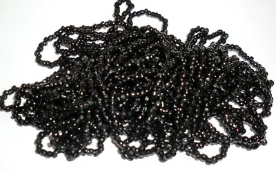Vintage Antique Victorian Mourning Jet Black Opaque Glass Beads 9/0 3-Cuts • $9