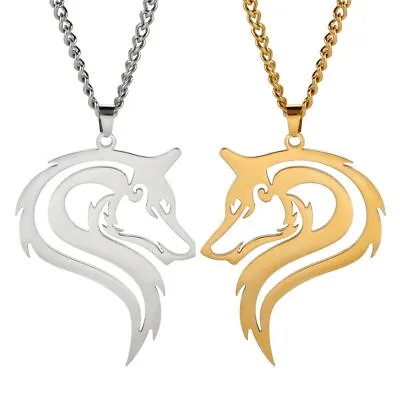 Ancient Fenrir Wolf Head Pendent Necklace Stainless Steel Tribal Wolf Couples • $6.59