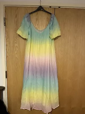 Olivia Rubin Rainbow Ombré Maxi Dress Size 14 New Unworn • £120