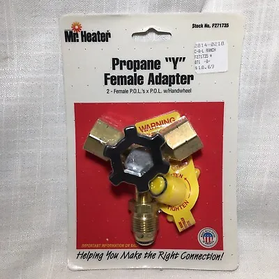 Mr Heater Propane Y Female Adapter F271735 - Brass W/ Hand Wheel - 2 Female POLs • $20.36