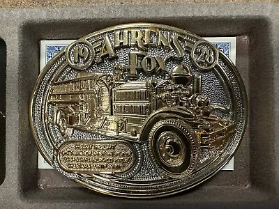 VINTAGE 1982  1910 Ahrens Fox FIRE FIGHTER TRUCK BUCKLE - I3486 • $50