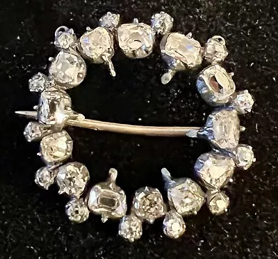 Vintage Antique Circle Diamond Brooch Pin 14k YG & Sterling 1.5 - 2 Tcw • $1994.95