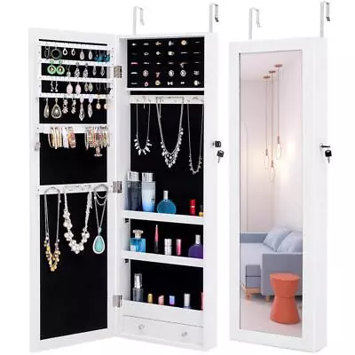 Jewelry Cabinet Armoire Full Length Mirror Hanging Large Capacity With 2 Drawers • $99.99