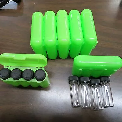 4 - 1 Dram Glass Vials With A Carrying Case Storage Case Green • $3.75