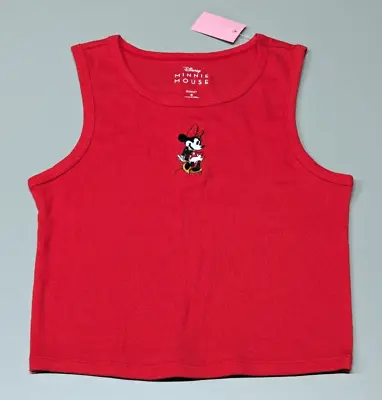 Junior's Embroidered Crop Tank Top By Disney - RED Minnie Mouse • $5.57