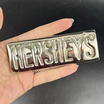 Vtg Heavy Chrome Metal Hershey's Chocolate Bar Mold Almonds Rare Paper Weight • $39.99