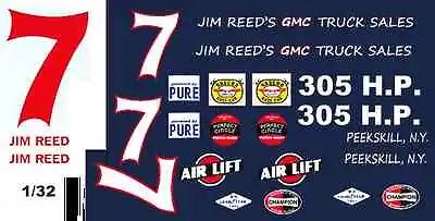 #7 Jim Reed GMC Truck Sales 1959-60 1/24th Scale Decals • $9.95
