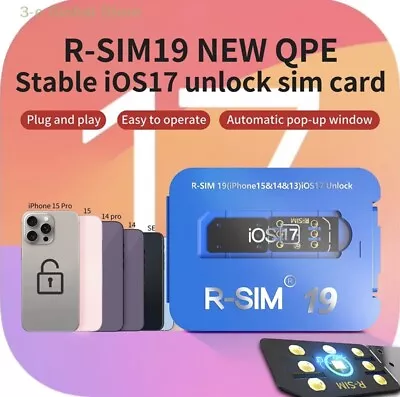 Upgrade RSIM 19 QPE Stable Unlock SIM Card For IPhone 15 Plus 14 13 Pro 12 IOS17 • £13.39