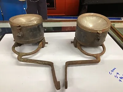 EARLY PAIR VINTAGE Cowl Lamp Lights With FORK MOUNTS Old Car 1900-1930’s • $399.95