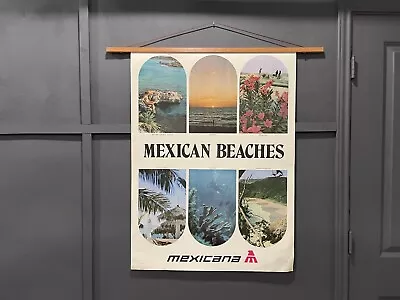 MEXICANA AIRLINES Mexican Beaches 1970s Vintage Travel Poster Art 28x37 • $44.99