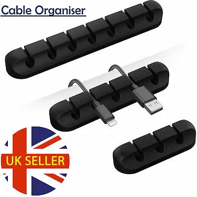 Cable Wire Cord Lead Drop Clips USB Charger Holder Tidy Desk Organizer Holder  • £5.98