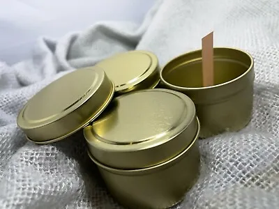 £24.95 • Buy Crackling Wood Wick Scented Candle Making Kit - Gold Reusable Tins  Eco Soy Wax 