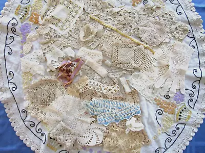 Lot #3 Vntg. Antique Lace Trim Doily  Edging Crochet Circle Edging +bits &pieces • $36.99