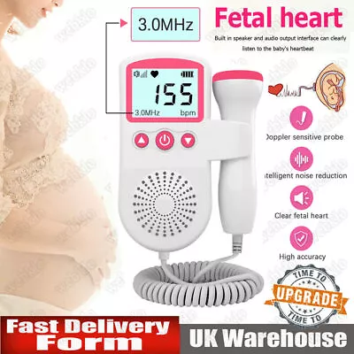 Fetal Doppler Detector Baby Heart Beat Rate Monitor Probe Prenatal Ultrasonic A • £15.26