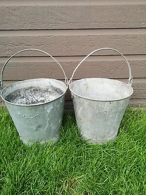 2 X Vintage Galvanised Metal Bucket's B.C.L 75 & B.C.L 76 Riveted.  • £42