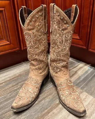 Lane Boots LB0045 Willow Tan Crystal Rhinestone Embroidery Cowboy Boots Size 7 • $200