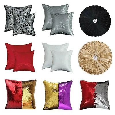 Damask Jacquard Cushion Covers OR Filled Cushions 18x18  Sofa Pillows Round  • £8.36