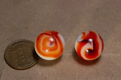 Vintage Marbles X2 Heaton Agates Select HTF Red White Blue Bright Coils L@@K • $10.95