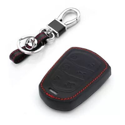 Car Leather Key Chain Fob Case Cover For Cadillac Escalade 2015 2016 2017 2018 • $8.94