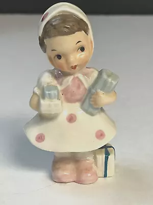 Vintage JAPAN UCAGCO 1950s Ceramic Figurine Girl Shopping W/Presents • $12.99