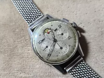 RARE UNIVERSAL TRI-COMPAX Vintage MOONPHASE Watch -that Has Problems -for Repair • $2000