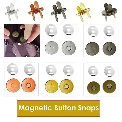 £2.89 • Buy Magnetic Buttons Fasteners 14mm 18mm Handbag Metal Snaps Clasps 2 10 20 50pcs