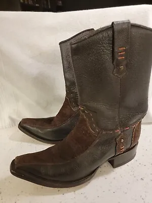 Men's FORASTERO 8 MED. Brown Needle-Nose Western Boots (Reptile Inlay) Mexico • $20.10