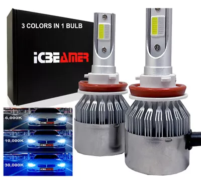 JDM H11 Super White Dark Blue COB LED Headlight Low Beam Fog Light Bulb D6 • $38.99