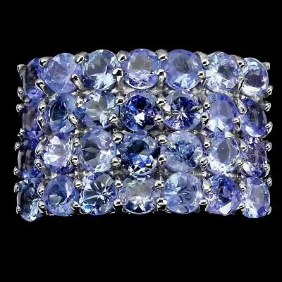 Ring Blue Violet Tanzanite Genuine Mined Gems Solid Sterling Silver O 1/2 US 7.5 • £80.74