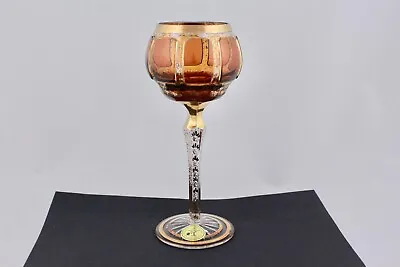 Vintage Moser Amber Gold Gilt Bohemia Crystal Goblet • $125