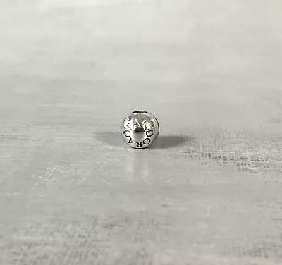 PANDORA Retired Sterling Silver Loving Pandora Round Logo Clip Charm (791015) • £10