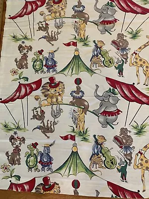 Vtg Lg Panel Barkcloth Novelty Children’s Circus Drapery Fabric • $95