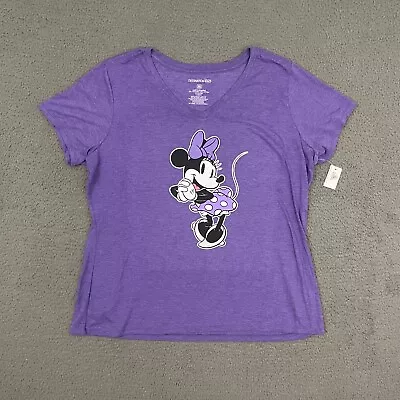 Disney T-Shirt Womens 3XL Purple Minnie Mouse Graphic D23 100 Years Cartoon • $14.96