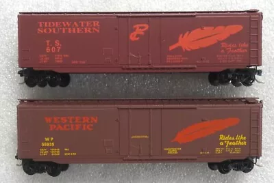 N Scale Western Pacific + Tidewater Southern 50' Boxcars • $22