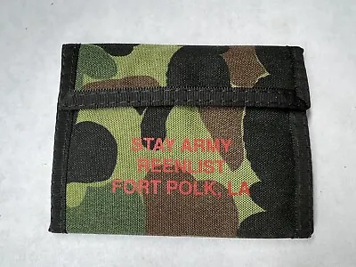 Vintage 1980’s Camo Hook And Loop Nylon Wallet Fort Polk LA Army Post • $10