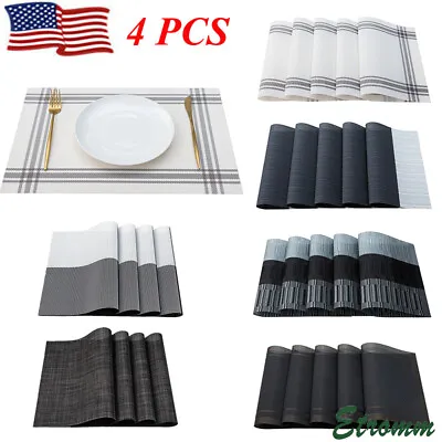 $15.98 • Buy Set Of 4 PVC Placemats Non-Slip Heat Resistant Cloth Dining Table Place Mats US
