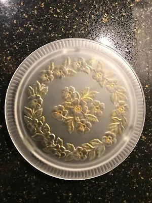 $19.99 • Buy Vintage Frosted Yellow Floral Clear Ribbed Cake Plate, EC! 11 1/2  Footed