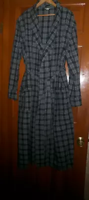 MERONA  100% Cotton ROBE Long Blue Plaid  Side Pockets  Belt  Sz S /M • $33.99