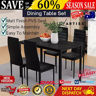 $273.82 • Buy Artiss Dining Chairs And Table Dining Set 4 Chair Set Of 5 Wooden Top Black NEW