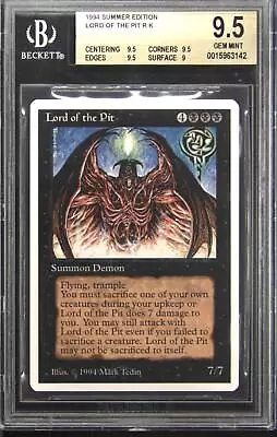 1994 Summer Magic Lord Of The Pit Rare Magic: The Gathering Card BGS 9.5 • $5000