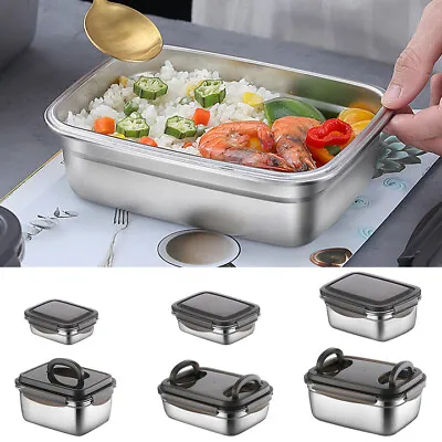 £9.07 • Buy Stainless Steel Bento Lunch Box Adult Container Metal Large Capacity For Camping